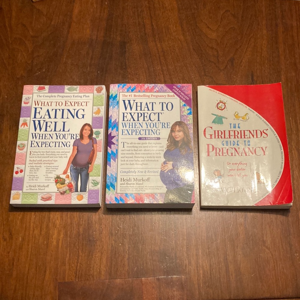 Lot of 3 pregnancy books What To Expect When You’re Expecting, Eating well plus1